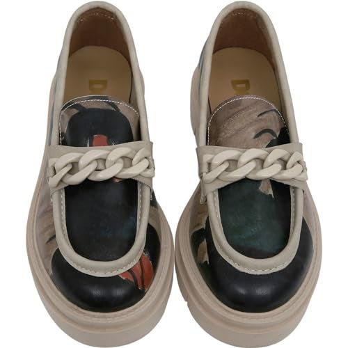 DOGO Penny Loafers for Women - Handmade and Vegan Leather Platform Loafers for Women, Petals Design, Size 8 - Image 4