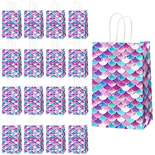 Tevxj 16Pcs Mermaids Party Favor Bags Mermaids Princess Theme Party Favor Bags Goodie Candy Treat Bags for Under The Sea Birthday Baby Shower Mermaids Themed Party Bags - Image 1