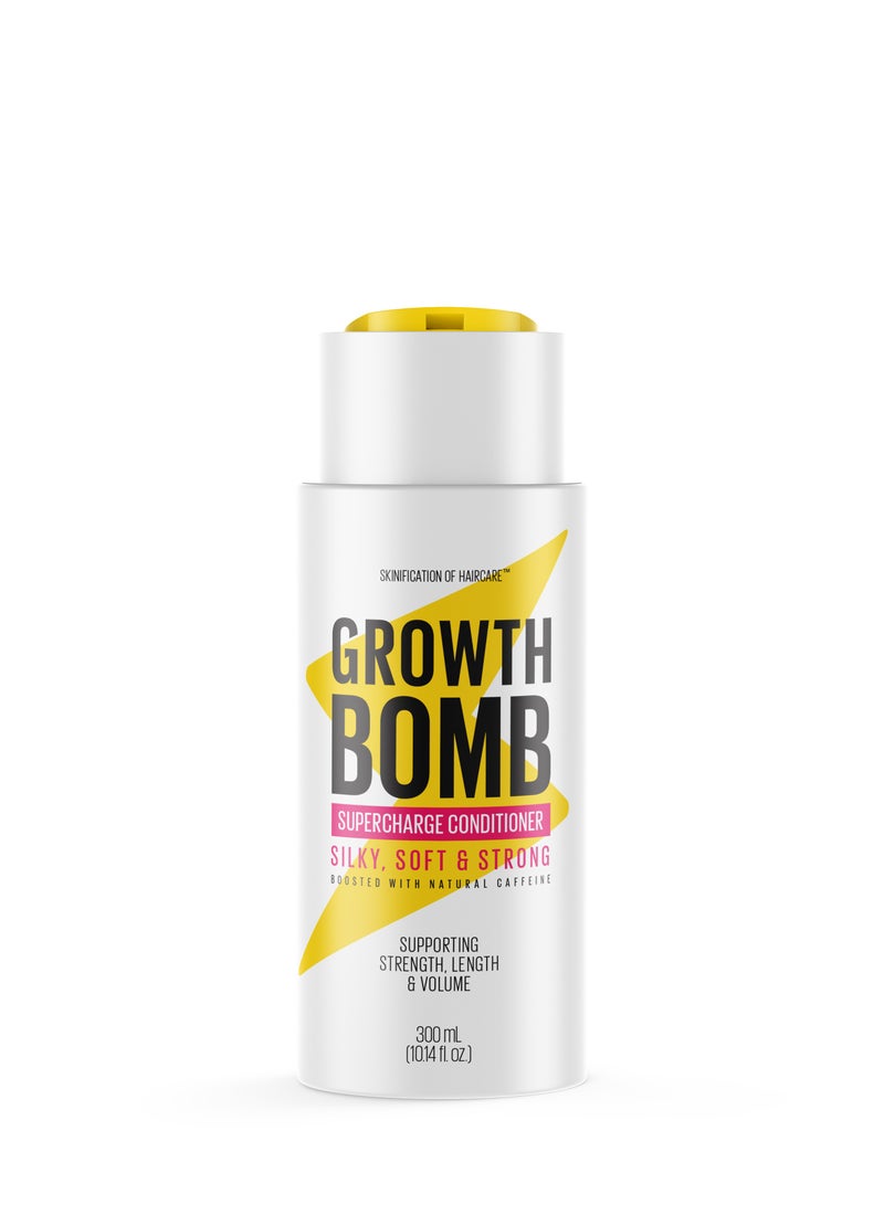 Growth Bomb بلسم مغذي لنمو الشعر لجميع أنواع الشعر - يصلح التلف، يفك التشابك ويضيف اللمعان لتعزيز شعر أكثر كثافة وصحة (300 مل)