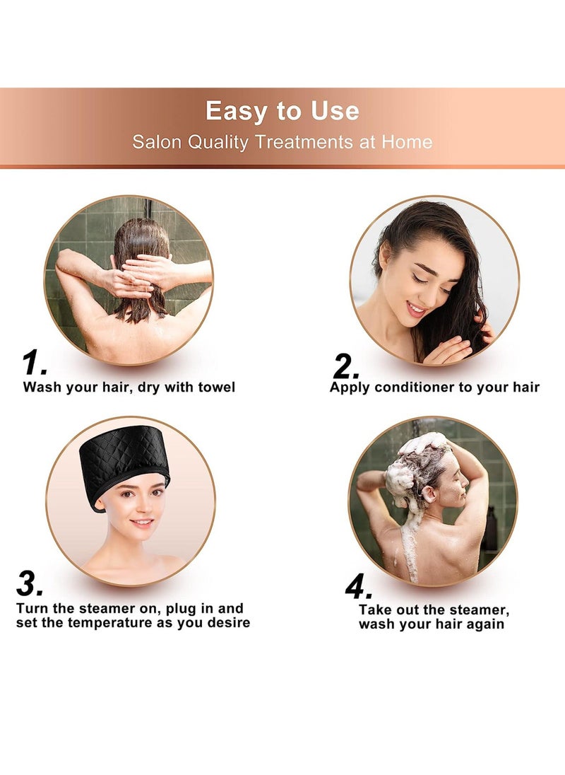 Heat Cap for Deep Conditioning with 10-level Heats Up Quickly, Thermal Cap for Hair Steamer Cap for Natural Hair Portable Electric Heat Hair Spa Cap for Home Use - Image 3