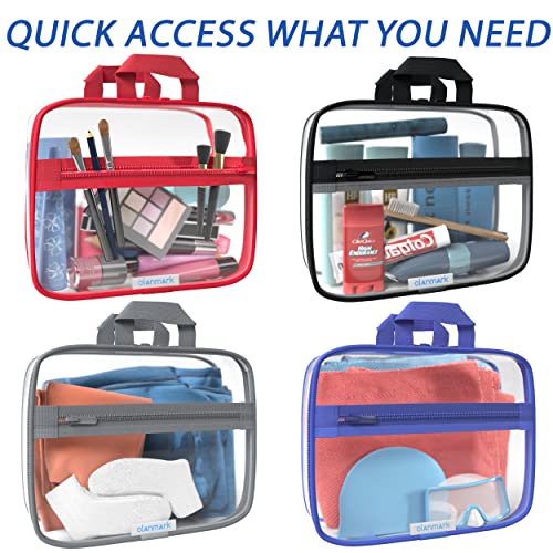 Olanmark Clear Toiletry Bag - PVC Makeup Bag - Large Transparent Cosmetic Travel Case - See Through Packing Cube with Handle - Clear Bag with Zipper - Plastic Storage Pouch for Women - Image 3
