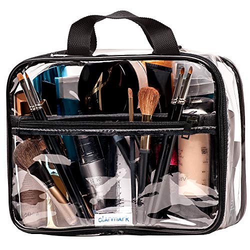 Olanmark Clear Toiletry Bag - PVC Makeup Bag - Large Transparent Cosmetic Travel Case - See Through Packing Cube with Handle - Clear Bag with Zipper - Plastic Storage Pouch for Women - Image 1