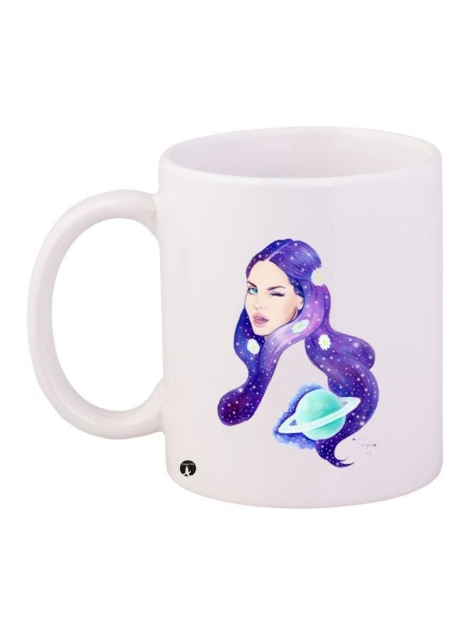 RYN Girl Printed Coffee Mug White/Purple/Blue 11ounce