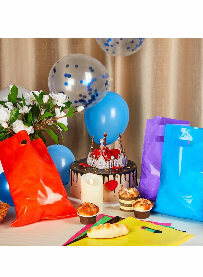 Excefore Party Favor Bags Colorful Plastic Present Bags Glossy Merchandise Bags Plastic Party Favor Bags with Handle in 10 Colors for Candy Birthday Treats Wedding Party Celebrations,9.8'' x 13.8'' 100 Pieces - Image 5