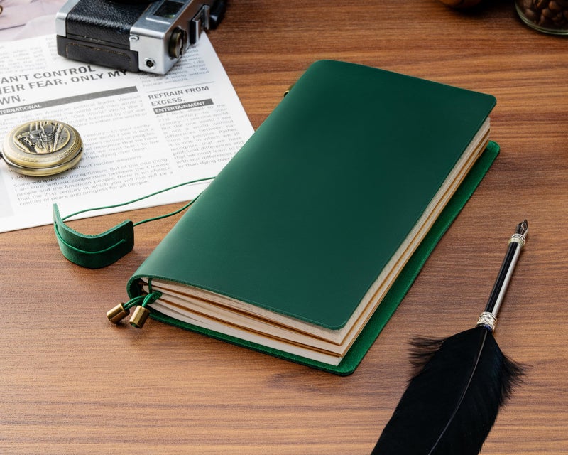 Ox Knight Refillable Leather Travelers Notebook, 8.6 x 4.9 Standard Size Travel Diary for Men and Women, Genuine Leather Travel Journal with 3 Notebook Inserts for Writing, Sketching & Planning, Green - Image 4