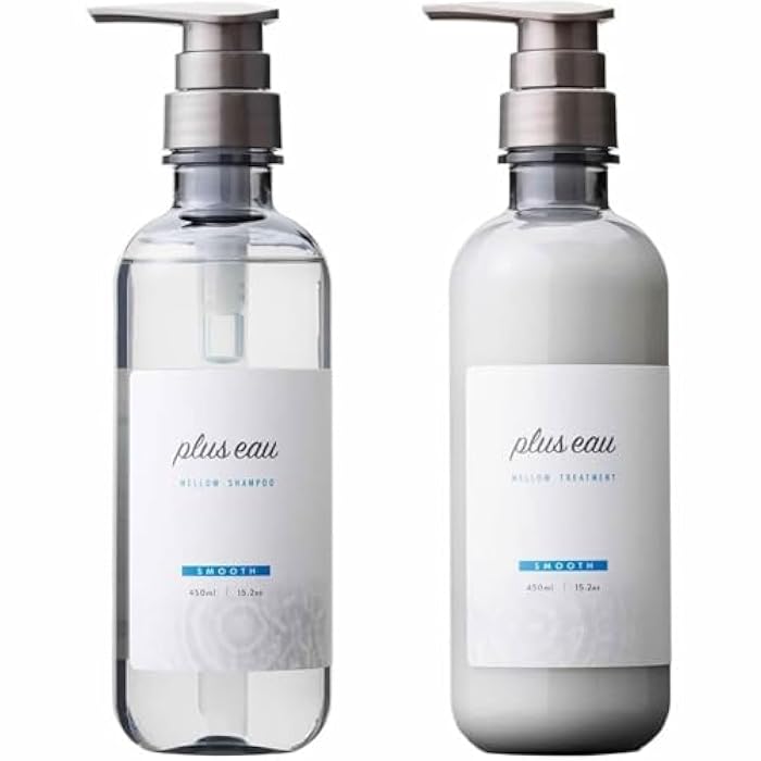Plus eau Mellow Shampoo & Conditioner Set, Daily Moisture Renewal Hair with Silk Beauty Essence Ingredients, 15.2 oz / 450ml, 2-Pack, Made in Japan, Ultimate Moisture - Image 1