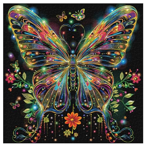 PPuzzling Butterfly Puzzles for Adults 1000 Pieces Glowing Rainbow Wings Jigsaw Puzzles Fantasy Floral Nature Puzzle - Image 5