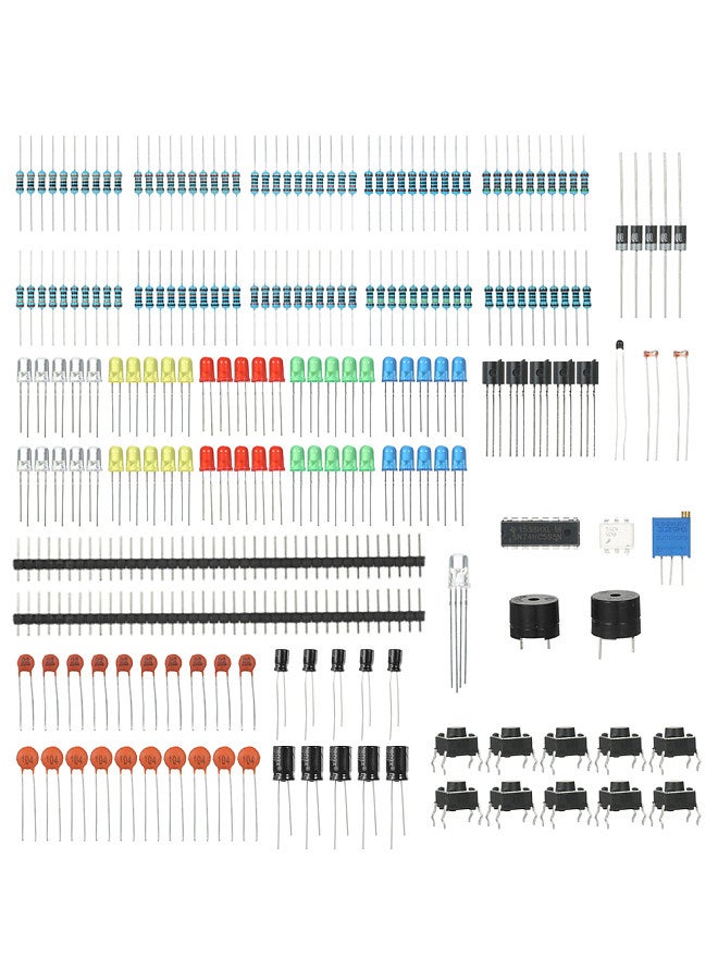 New Electronics Components Basic Starter Kit for Arduino MEGA2560 Raspberry Pi with LED Precision Potentiometer Buzzer Capacitor Resistor