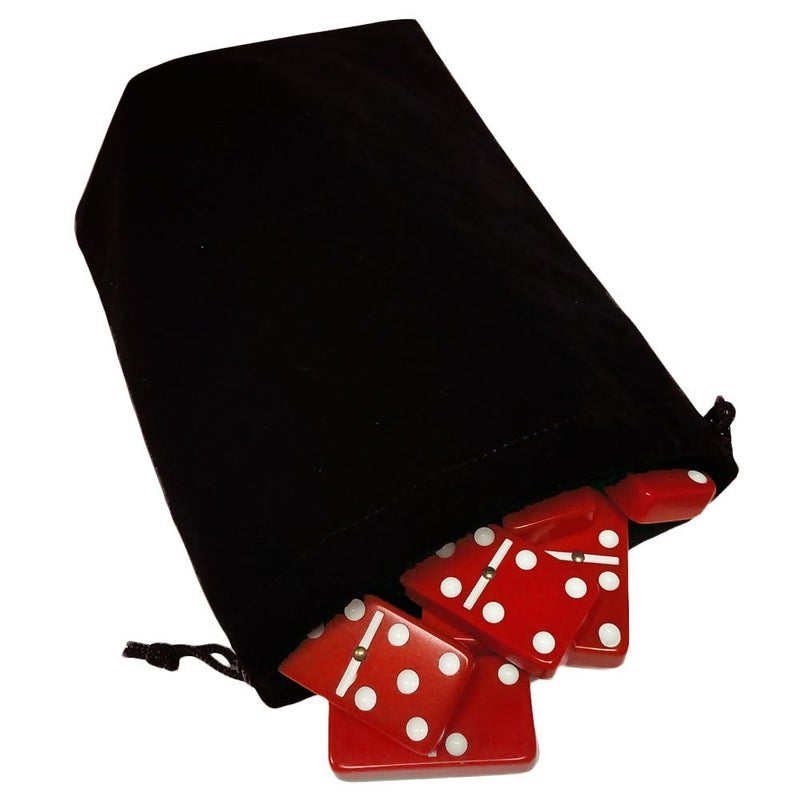 Marion Co Domino Double Six 6 Red Tiles Jumbo Tournament Professional Size with Spinners in Black Elegant Velvet Bag