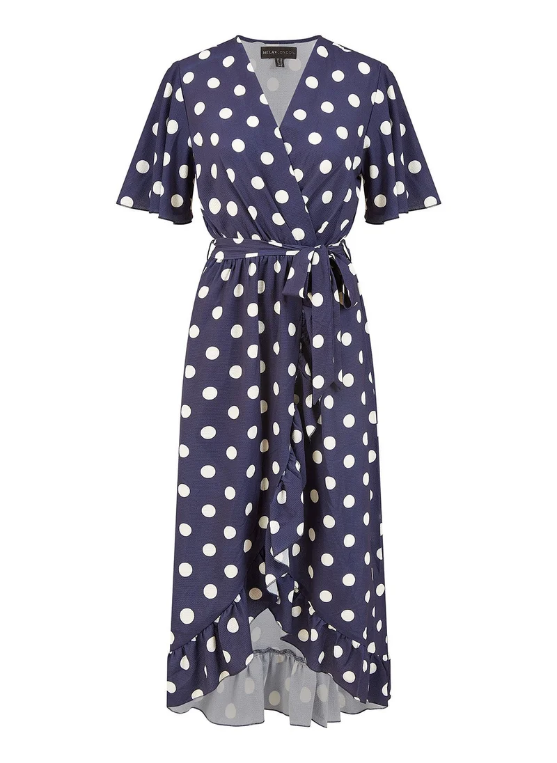 MELA LONDON Polka Dot Wrap Dress