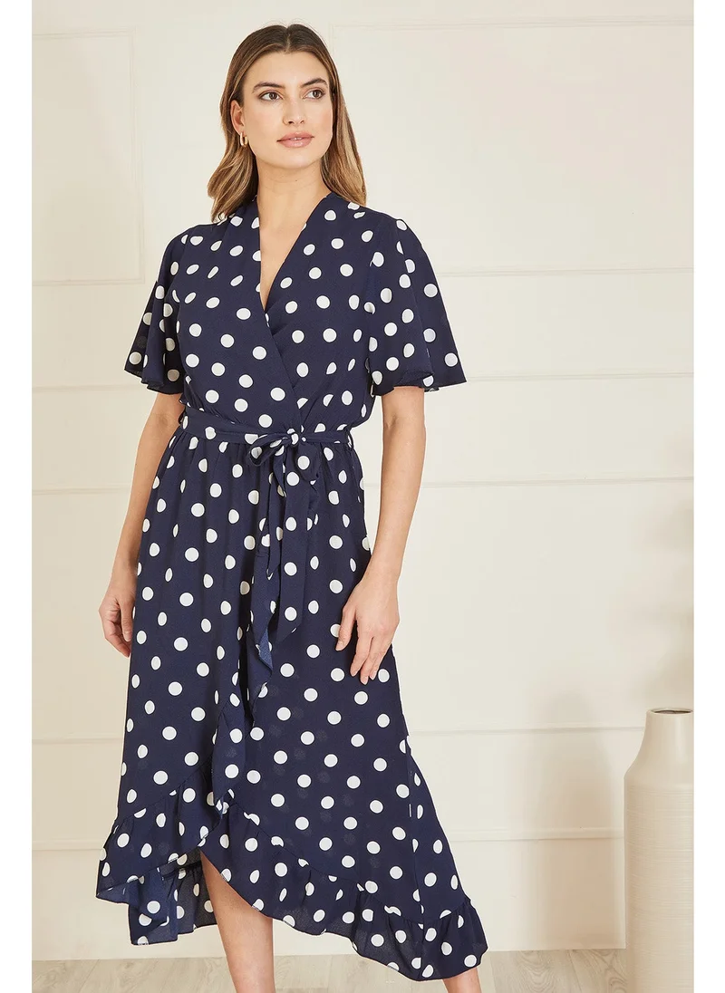 MELA LONDON Polka Dot Wrap Dress