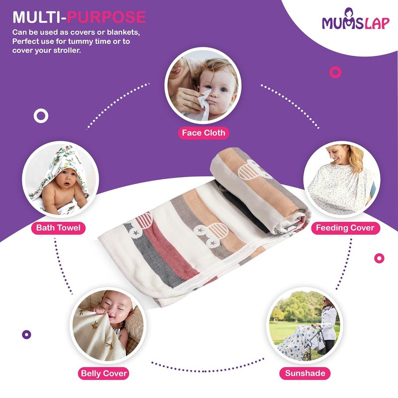 MumsLap Baby Muslin Blanket for Newborn | 6 Layer Gauze Cotton | Soft Swaddle Wrap Blanket/Quilt/Bath Towel/Nursing Cover/Crib Blankets for Boys and Girls (Mickey), 200 tc,Multicolor - Image 3