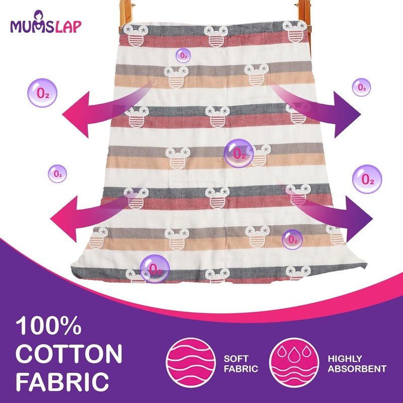 MumsLap Baby Muslin Blanket for Newborn | 6 Layer Gauze Cotton | Soft Swaddle Wrap Blanket/Quilt/Bath Towel/Nursing Cover/Crib Blankets for Boys and Girls (Mickey), 200 tc,Multicolor - Image 2