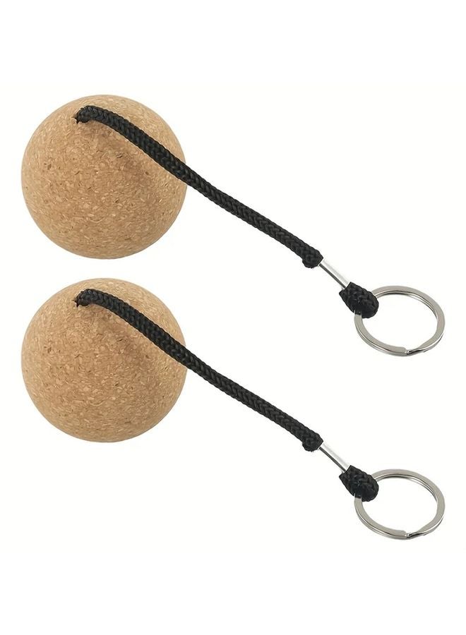 قطعتان من سلسلة مفاتيح المساعدة على الطفو بكرة الفلين الأسود للإكسسوارات المائية للقوارب واللوح التجديف والكاياك - Image 1