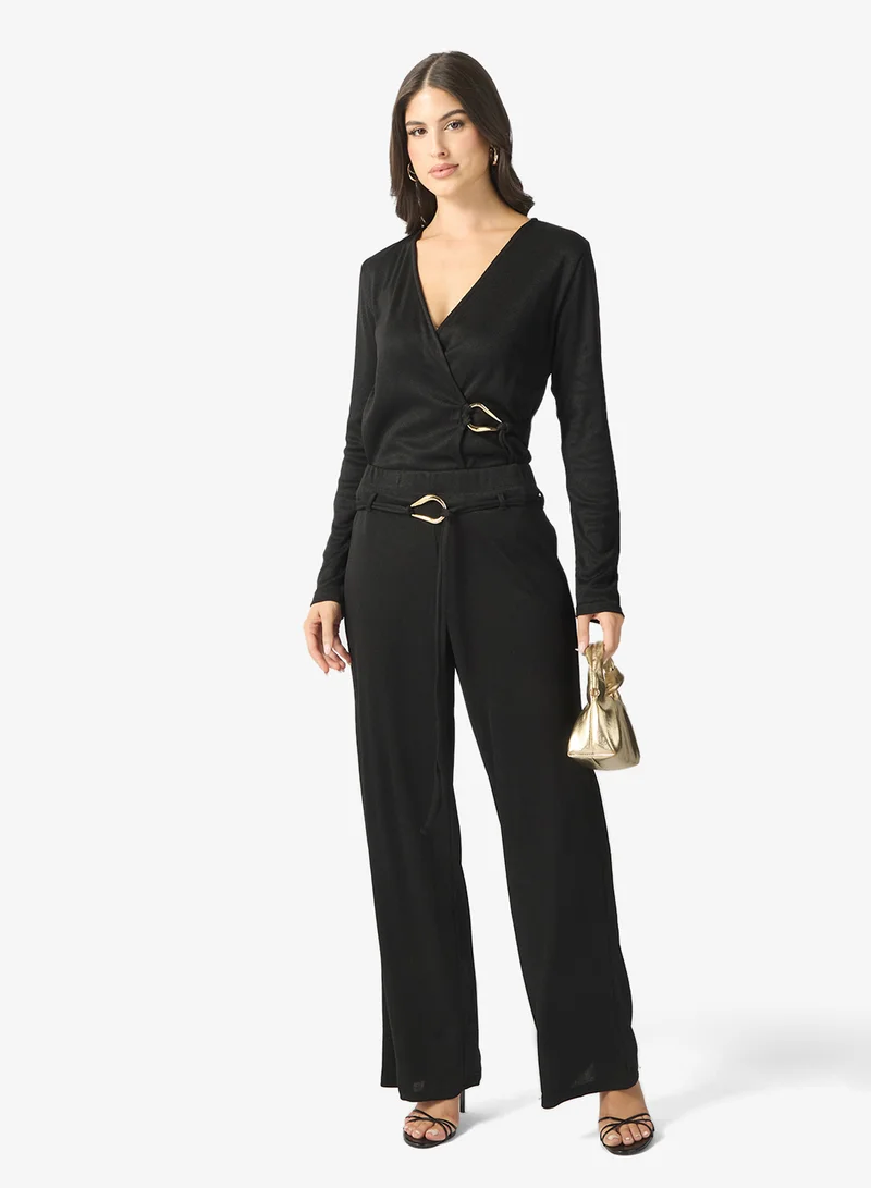 فيرو مودا بنطلون فيملويزا واسع بخصر مرتفع