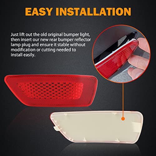 KanSmart Rear Bumper Reflector Light Lamp Compatible with Jeep Grand Cherokee 2012-2018, Patriot 2013-2017, Dodge Journey 2012-2020 Back Bumper Reflectors Left & Right Red Les Replace # 57010720AC, 57010721AC - Image 5