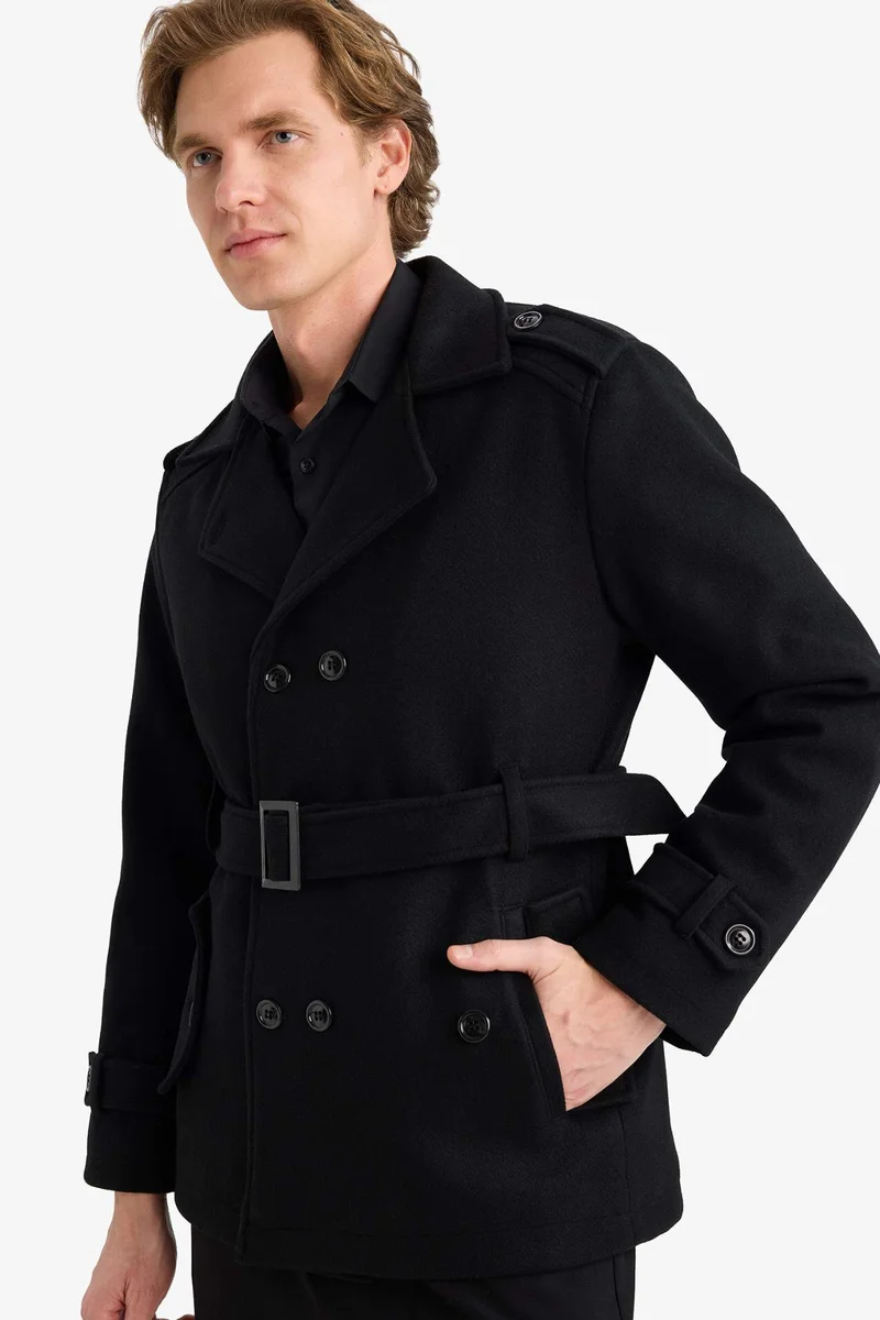 DeFacto Slim Fit Lined with Belt Buttoned Coat