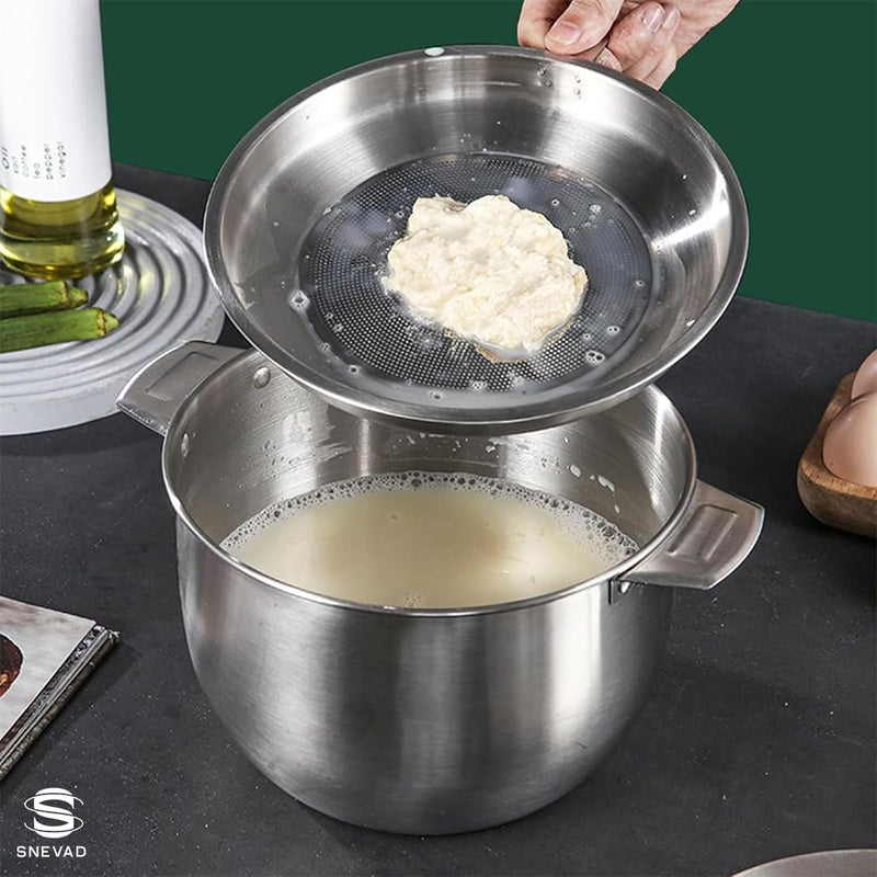 Snevad Oil Filter Basin Stainless Steel Oil Container Mixing Bowl with Lids Cooking Oil Container Kitchen Oil Basin 15 Liter Food Preparation Bowl with Fine Mesh Strainer Coaster Tray 24x20x12 CM - Image 5