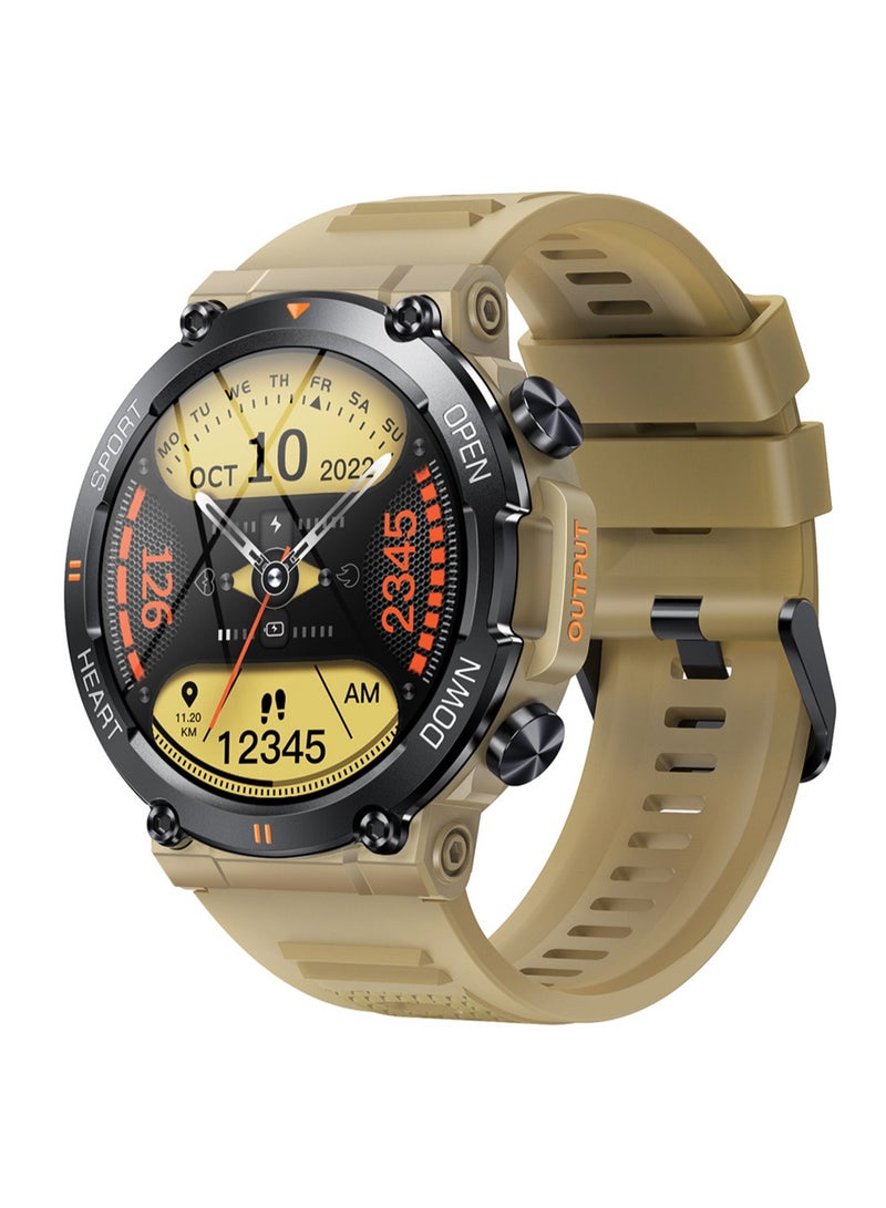 K56PRO Smart Watch Men's Outdoor Three-Proof Bluetooth Call Healthy Sleep Monitoring Multi-Sports (Khaki) - Image 1