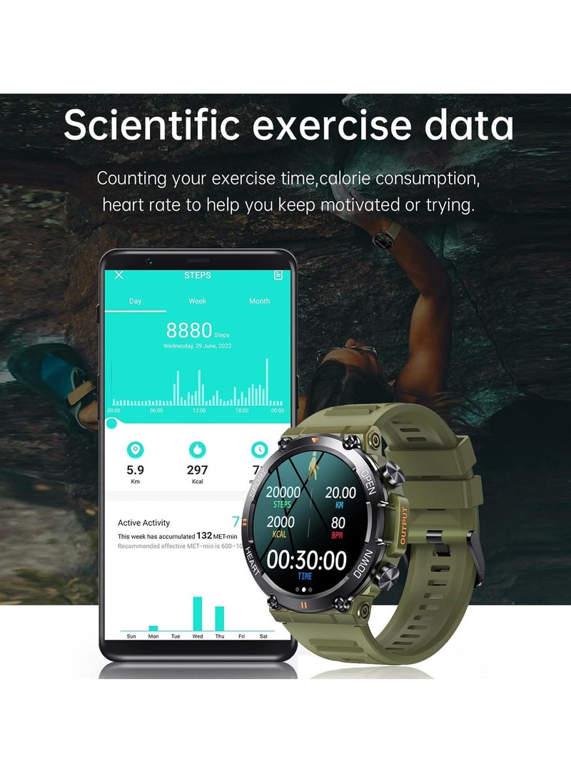 K56PRO Smart Watch Men's Outdoor Three-Proof Bluetooth Call Healthy Sleep Monitoring Multi-Sports (Khaki) - Image 5