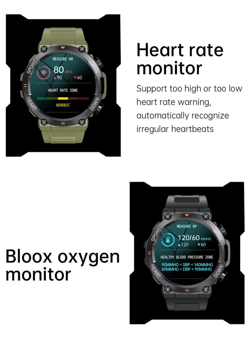 K56PRO Smart Watch Men's Outdoor Three-Proof Bluetooth Call Healthy Sleep Monitoring Multi-Sports (Khaki) - Image 2