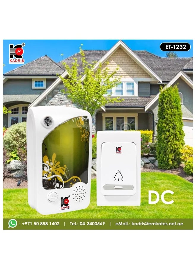 KADRIS - Wireless Door Bell High and Clear Volume ET-1232 DC operated with 100 Meter Range with Batery - Image 1