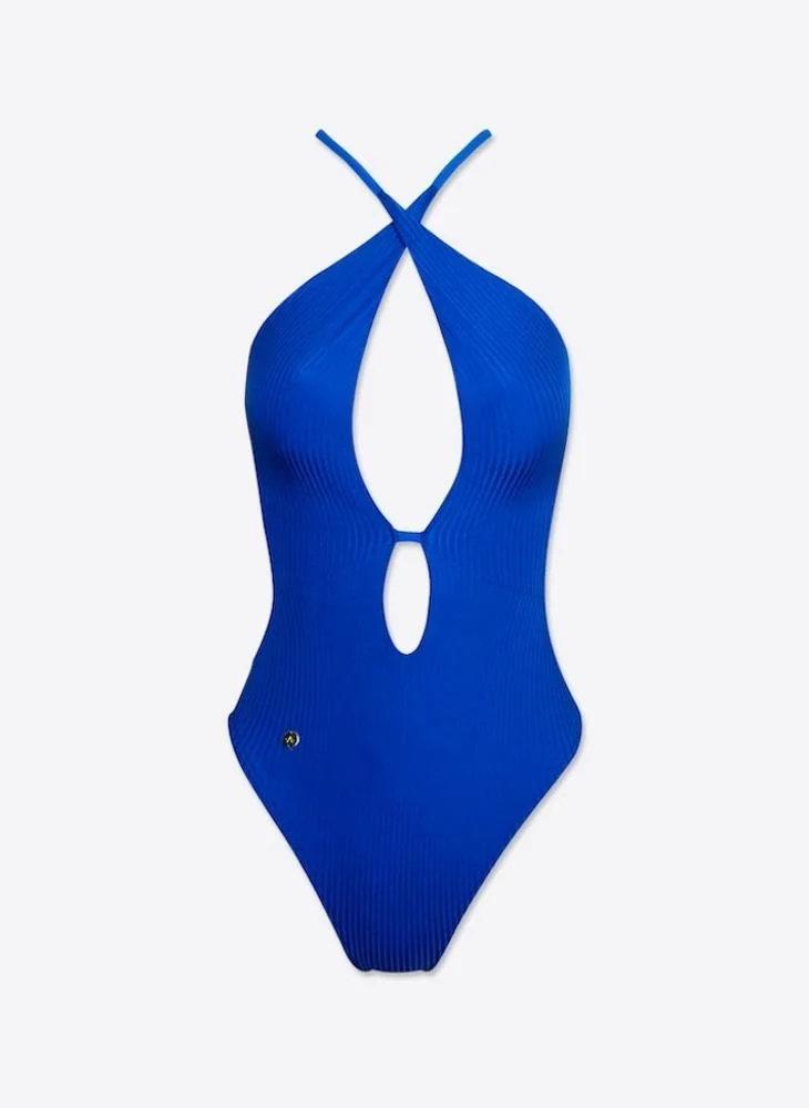 ملابس سباحة اي بي واي Kareena castaway plunge neckline recycled ribbed swimsuit