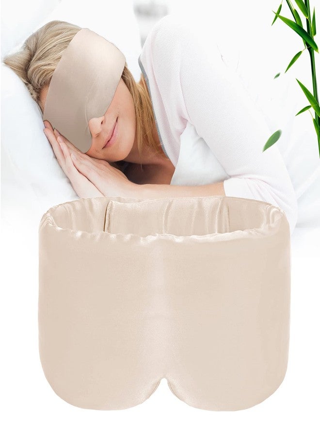 iCooBreeze 100% Handmade Bamboo Sleeping Eye Mask for Women for Men,Night Masks,Organic Sleep Mask,Blockout Eye Mask for Sleeping,Large Size Adjustable (1 PC, Apricot) - Image 1