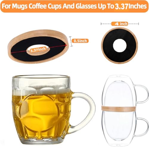 Elfzone Mug Organizer 6 Pcs Wooden Coffee Mug Stackers Mug Organizer for Kitchen CabinetEquipped with Food Grade NonSlip Pad - Image 3