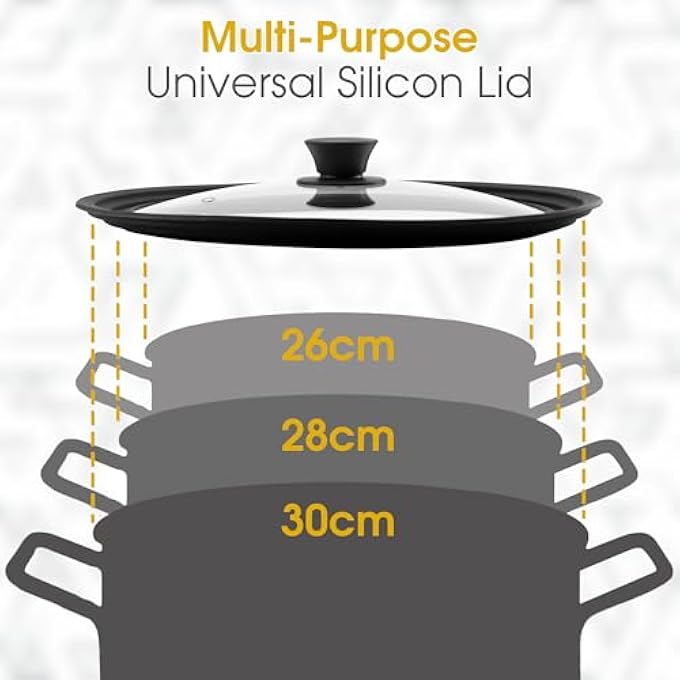 Homatz Universal Lid For Pots Pans 26Cm 28Cm  30Cm Frying Pan Cooking Pots Cover 26Cm 28Cm 30Cm - Image 4