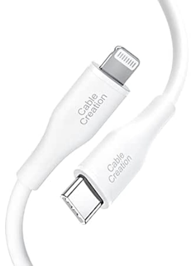 USB C to Lightning Cable 6FT [Apple MFi Certified], CableCreation iPhone Charger Cable Silicone USB-C Power Delivery Fast Charging Cord Compatible for iPhone 13/12 Pro Max/12/11/X/XS/8 Plus, White