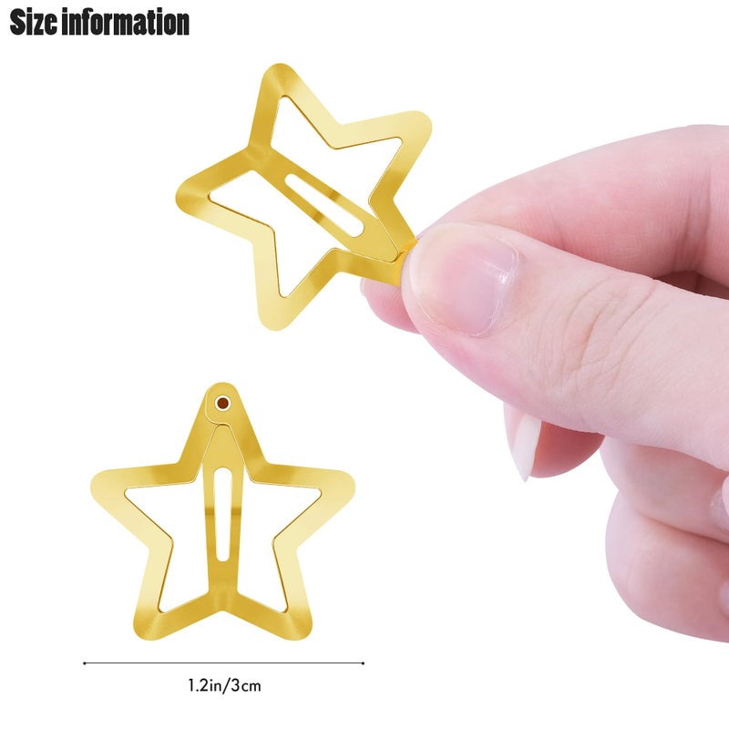 SAOROPEB Star Hair Clips 2000s Y2K Snap Hair Barrettes Non Slip Star Hair Accessories Gold Metal Hair Clips for Girls Women -15 PCS 1.18" - Image 2
