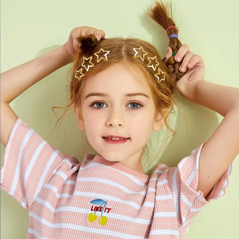 SAOROPEB Star Hair Clips 2000s Y2K Snap Hair Barrettes Non Slip Star Hair Accessories Gold Metal Hair Clips for Girls Women -15 PCS 1.18" - Image 3
