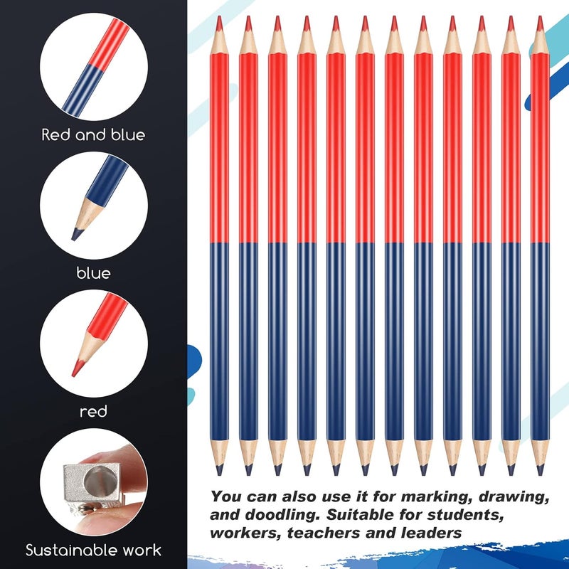 Containlol 36 Count Pre-Sharpened Double Colored Pencils (Red & Blue) - HB Pencils with Sharpeners for Coloring, Drawing, Writing, Marking, Grading - Image 3