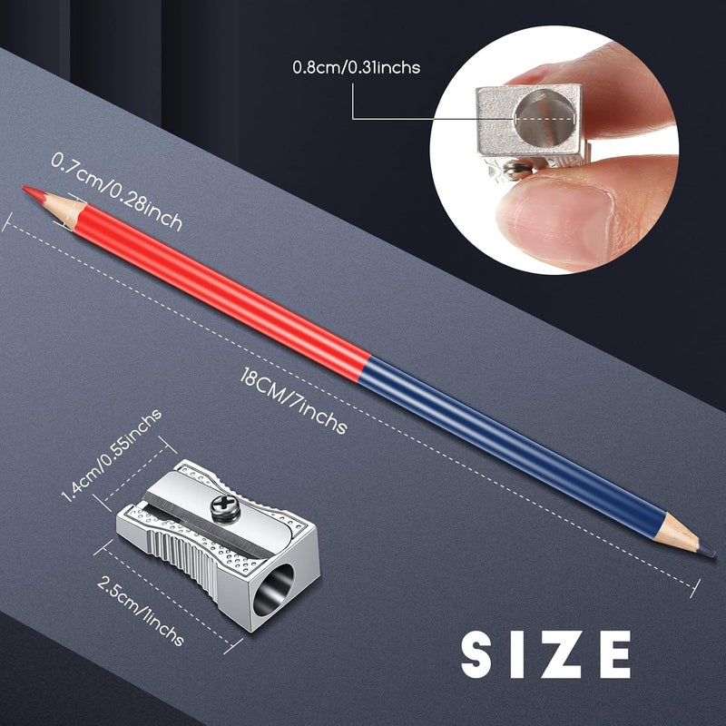 Containlol 36 Count Pre-Sharpened Double Colored Pencils (Red & Blue) - HB Pencils with Sharpeners for Coloring, Drawing, Writing, Marking, Grading - Image 2