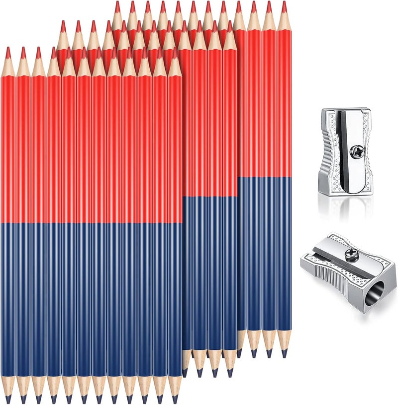 Containlol 36 Count Pre-Sharpened Double Colored Pencils (Red & Blue) - HB Pencils with Sharpeners for Coloring, Drawing, Writing, Marking, Grading - Image 1