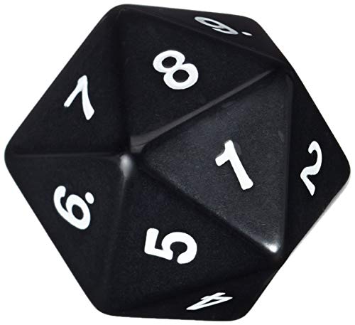 Koplow Games 55mm Jumbo D20 Opaque Black with White Numbers - Image 1