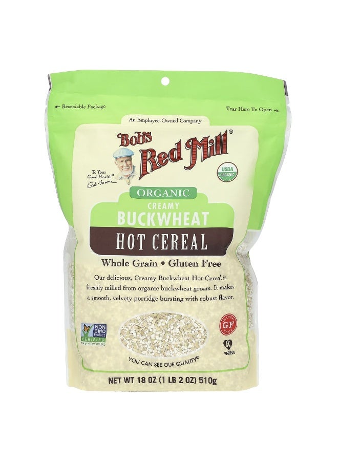 Bobs red mill Bob's Red Mill, Organic Creamy Buckwheat Hot Cereal, Whole Grain, Gluten Free, 18 oz (510 g) - Image 1