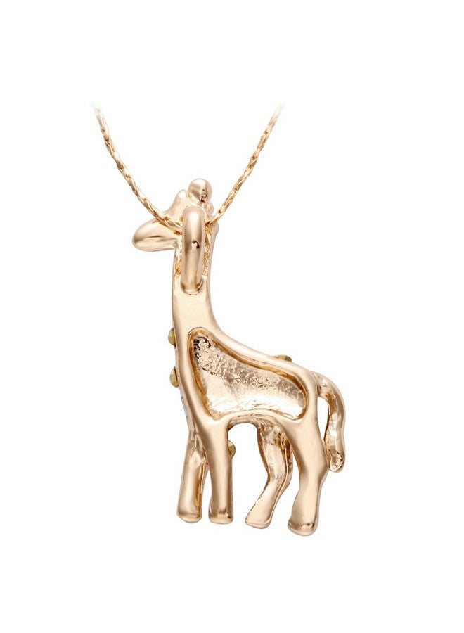 SENFAI Giraffe Deer Pretty Black Enamel Crystal Sweater Pendant Necklace Three Color (Gold) - Image 2