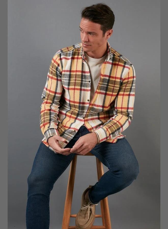 Buratti  Buratti Plaid Long Sleeve Slim Fit Winter Shirt Men's SHIRT CF21W112844 for Men | Best Price UAE