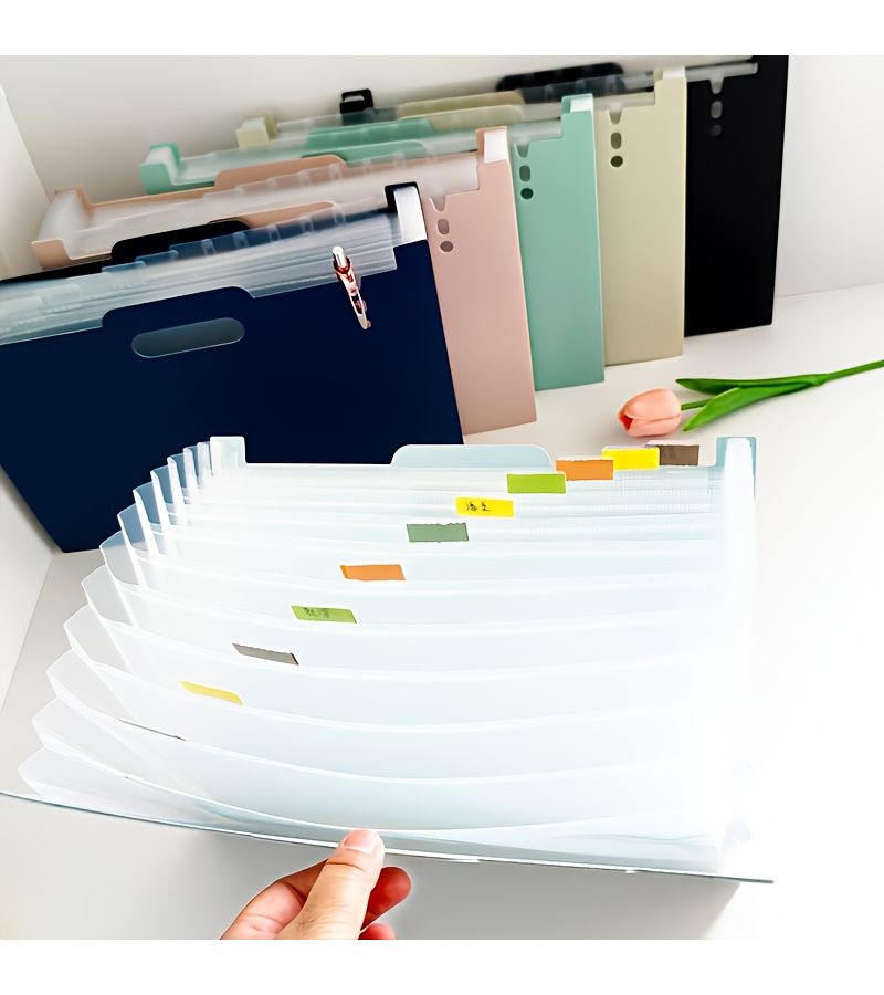 Morandi Vertical Accordion Bag Ivory White Holds 2000 Sheets Portable Filing - Image 1