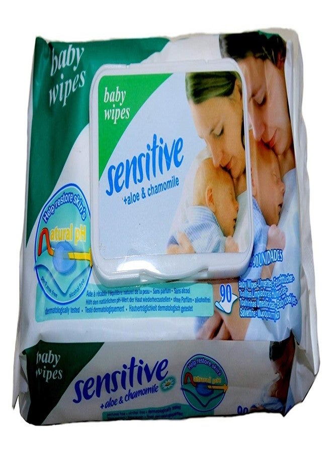 Ineffable Sensitive Baby Cotton Wipes with Flip Top Soft Cleansing Anti Bacterial Travel Pack Parabeen Free + Aloe and Chamomile with 90 Wipes in 1 Pack - Image 1