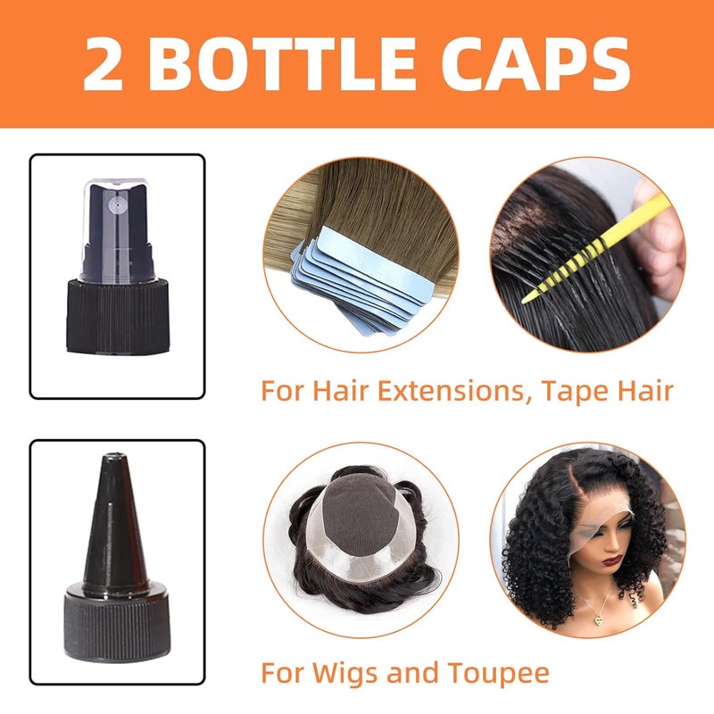 WodeMate Tape in Extension Remover Fast Acting,Glue Remover Spray for Lace Wigs,Hair Bonding Residue Remover Solvent, Removes Adhesive Hair Glue,Toupees,Double Sided Extension Tape(White,4OZ) - Image 4