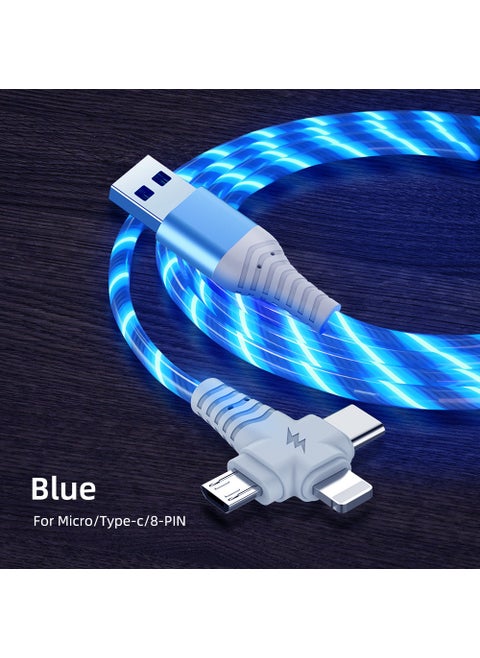 Three-in-One Glowing Colorful Data Cable Suitable for Type-C Apple Android Flashlight Network Red Brand Lightning Micro USB TYPE-C Interface Colorful