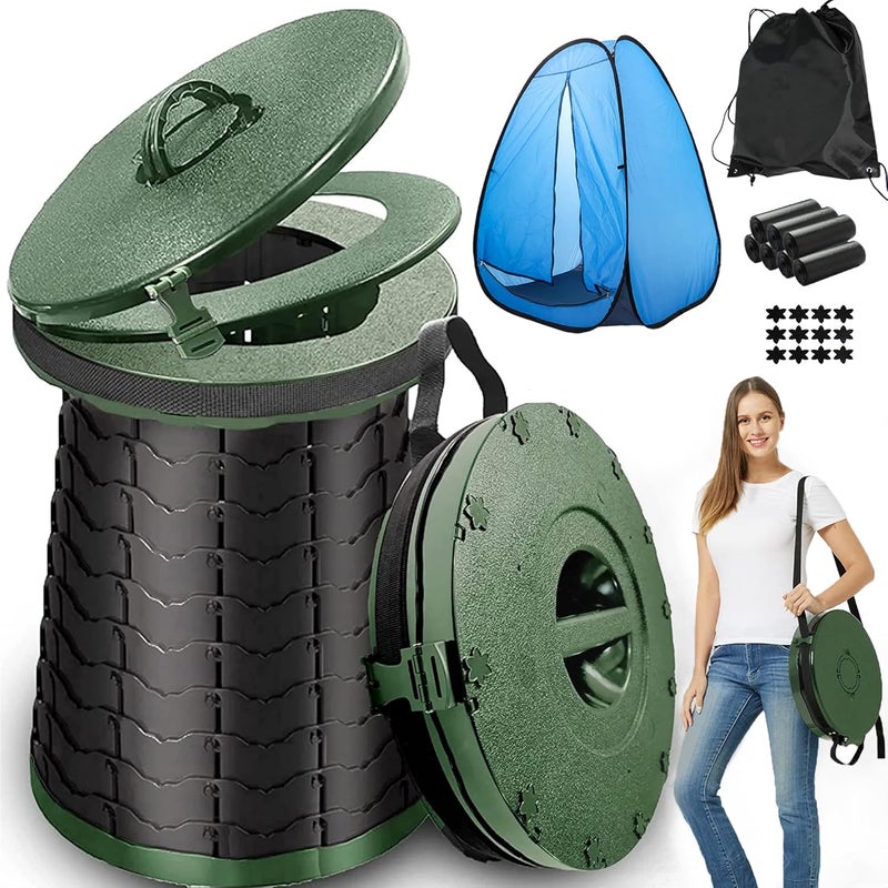 ALEVMOOM مرحاض محمول من ALEVMOOM XXL للتخييم، بقدرة تحمل 880 رطلاً، مرحاض خارجي قابل للتعديل بارتفاع 19.7 بوصة، مع 7 أكياس قمامة، مرحاض محمول للبالغين، مرحاض قابل للطي للحمل للتخييم - Image 1
