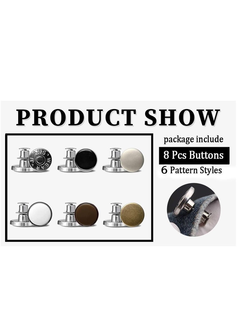 Y&D Alloy Jeans Waist Adjustment Buttons, Instant Set Perfect Fit Button, Can be Applied to Materials, Easy Use, No Sew Needed, Tools Required, 8PCS - Image 3