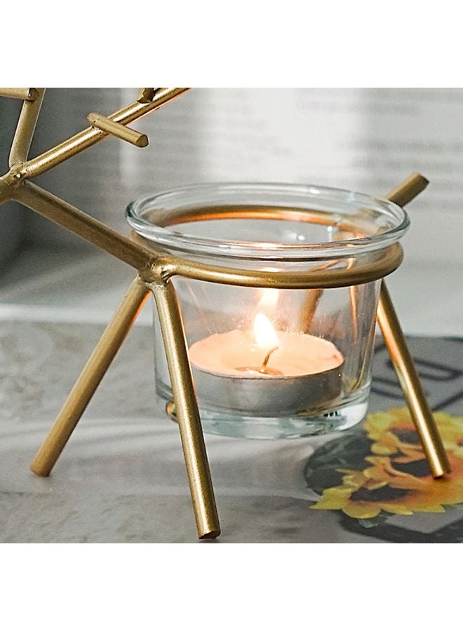 Nordic Iron Romantic Lamp Candlestick Gold 13cm - Image 3