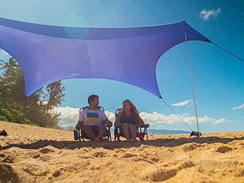 Neso Grande Portable Beach Tent Sun Shelter Lightweight Beach Shade Canopy Easy Setup for Family Outings Patented Reinforced Corners UPF 50 7ft Tall 9 x 9ft Periwinkle Blue - Image 3