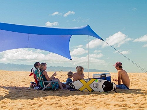 Neso Grande Portable Beach Tent Sun Shelter Lightweight Beach Shade Canopy Easy Setup for Family Outings Patented Reinforced Corners UPF 50 7ft Tall 9 x 9ft Periwinkle Blue - Image 1