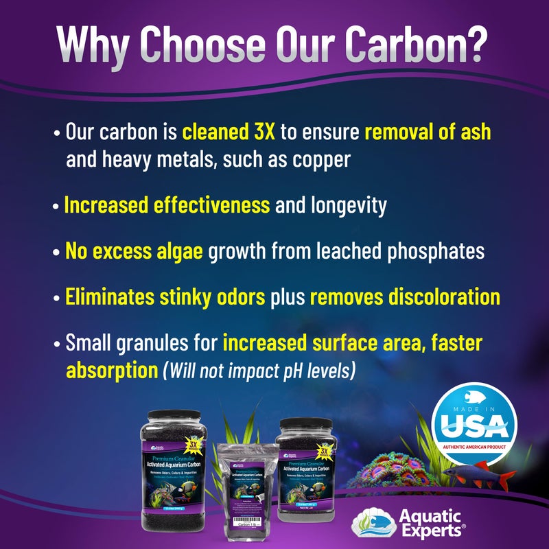 Aquatic Experts Premium Activated Carbon, Aquarium Carbon for Fish Tank Filter, Aquarium Filter Media, Granulated Charcoal for Fish Tanks, Activated Charcoal Bulk (1 lbs with Fine Mesh Bag) - Image 2